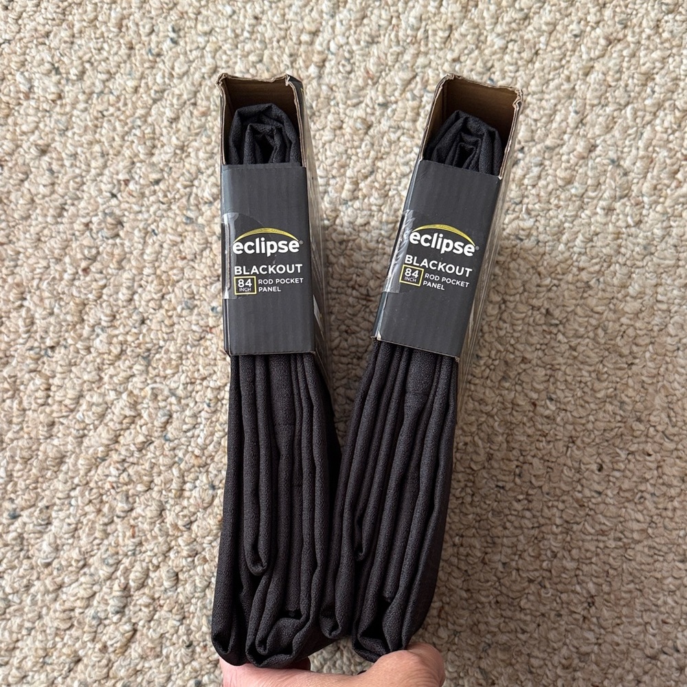 NWT Eclipse Blackout Curtain Panels in Black - Pack of 2 - Picture 3 of 13